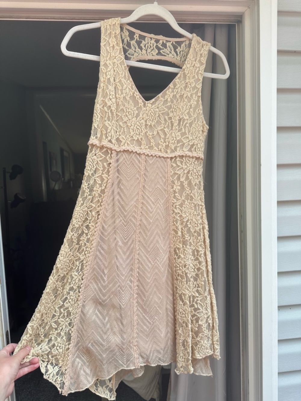 Honey and Rosie Cream Lace Overlay Dress